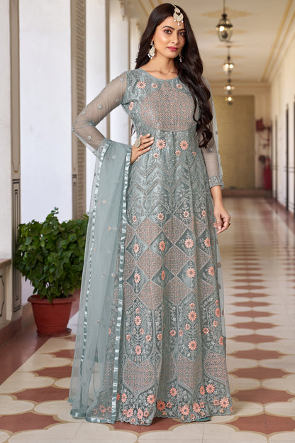 Green Attrective Looking Anarkali Suit