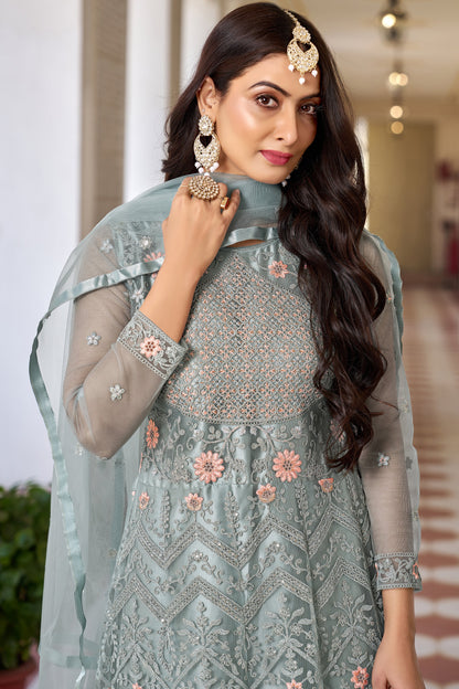 Green Attrective Looking Anarkali Suit