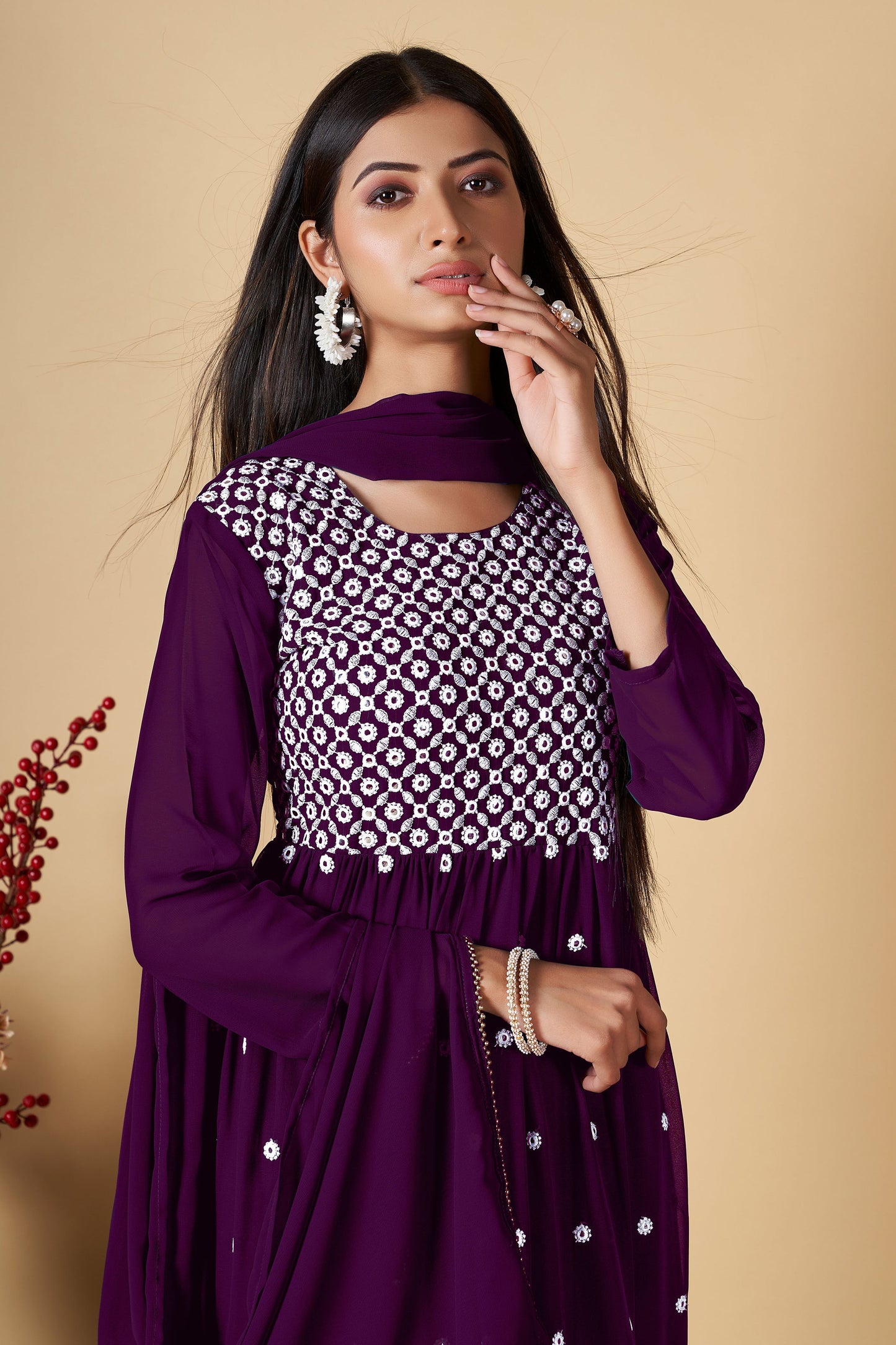 Purple Party Wear Sharara Suit