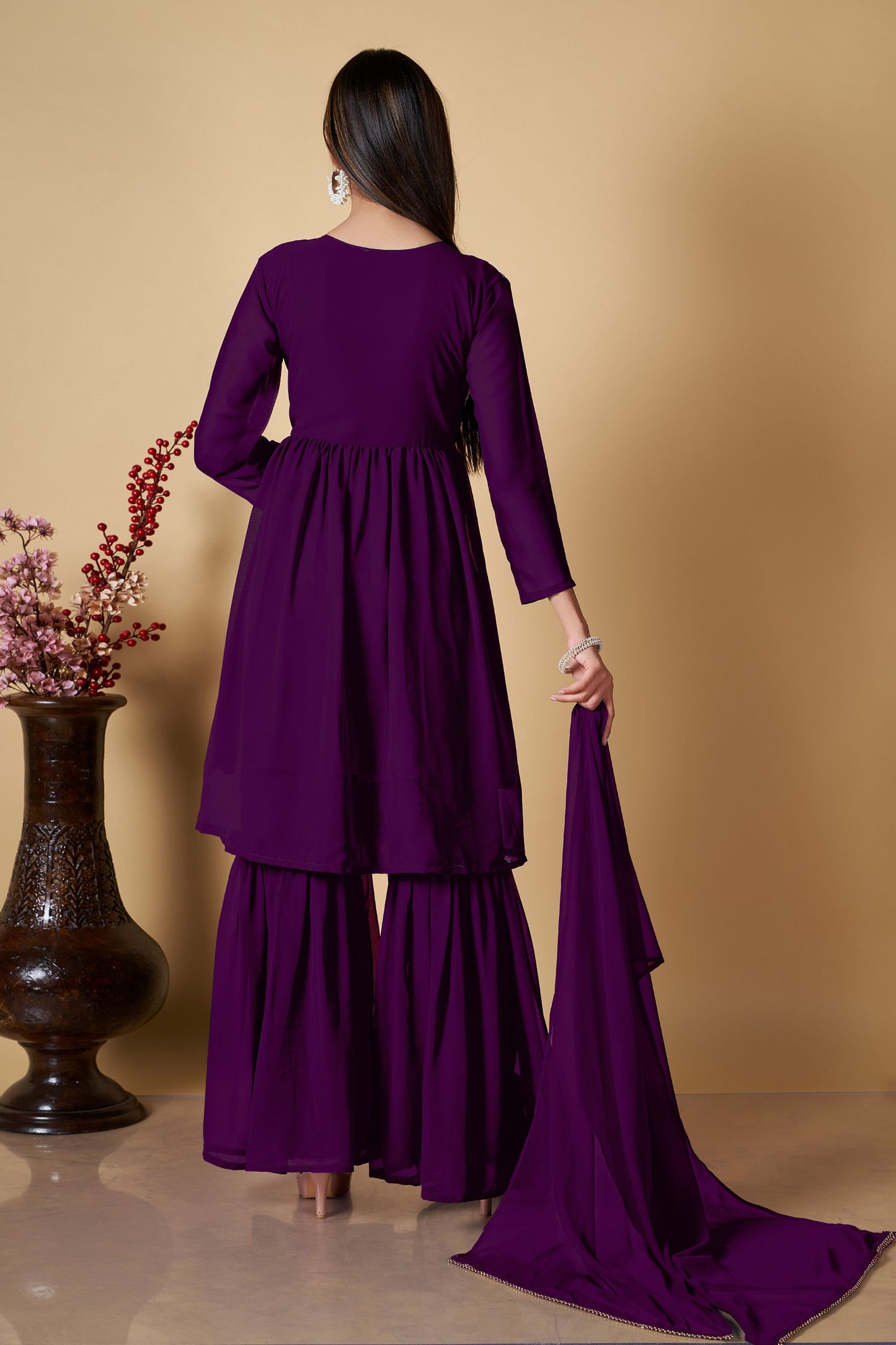 Purple Party Wear Sharara Suit