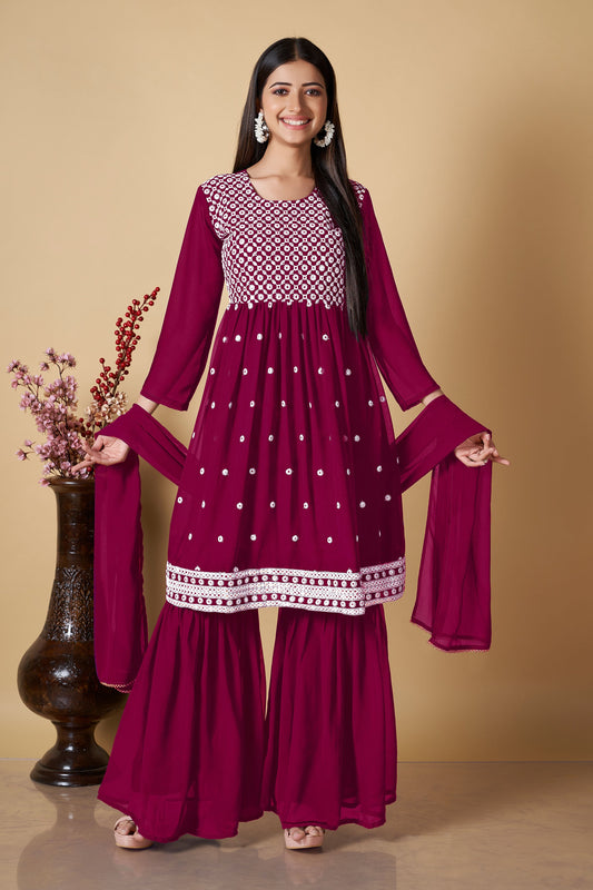 Pink Party Wear Sharara Suit