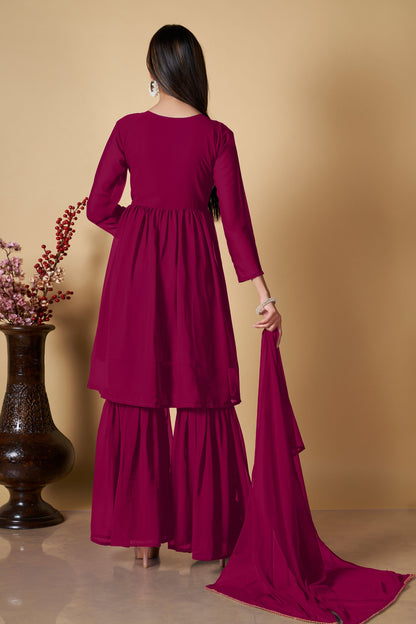 Pink Party Wear Sharara Suit