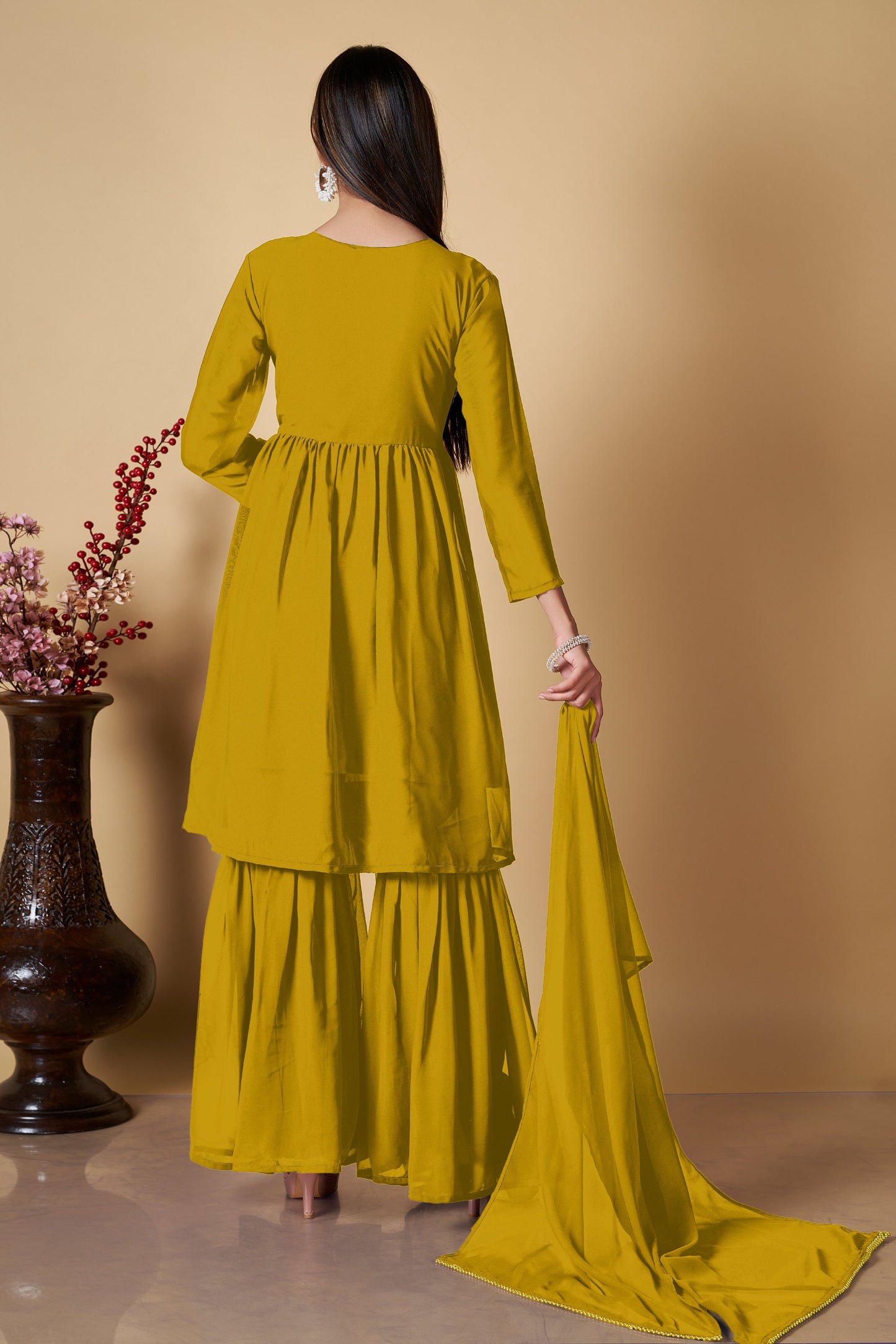 Yellow Party Wear Sharara Suit
