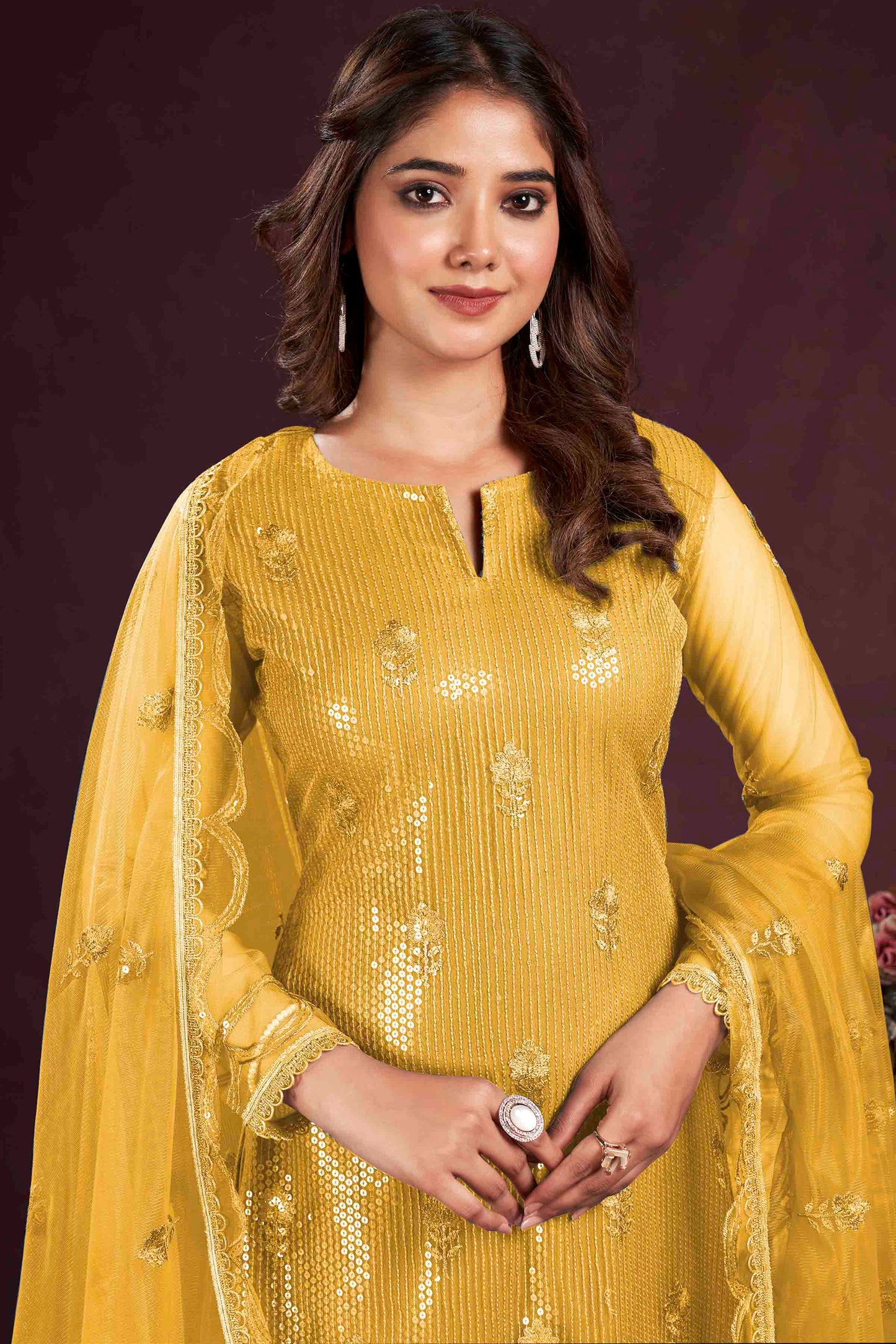 Yellow Georgette Designer Salwar Suit