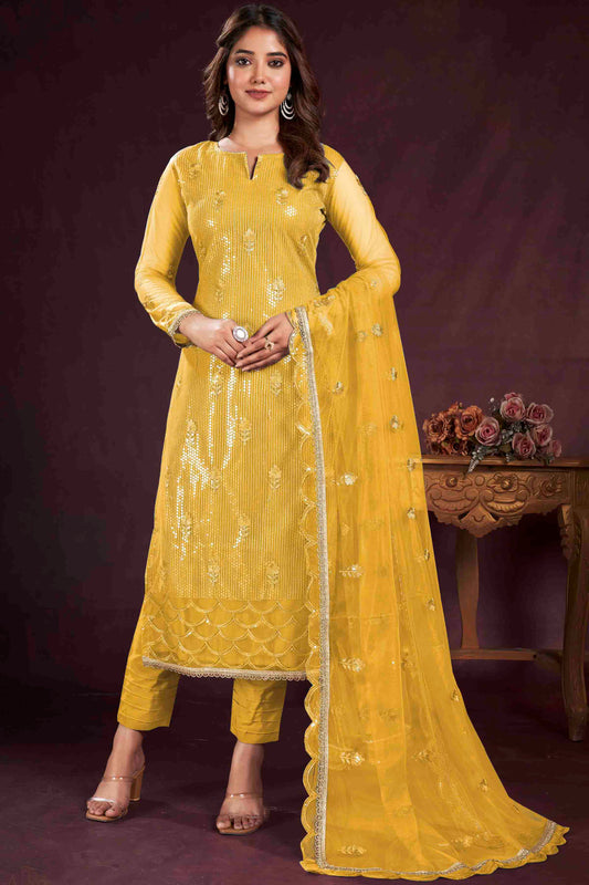 Yellow Georgette Designer Salwar Suit