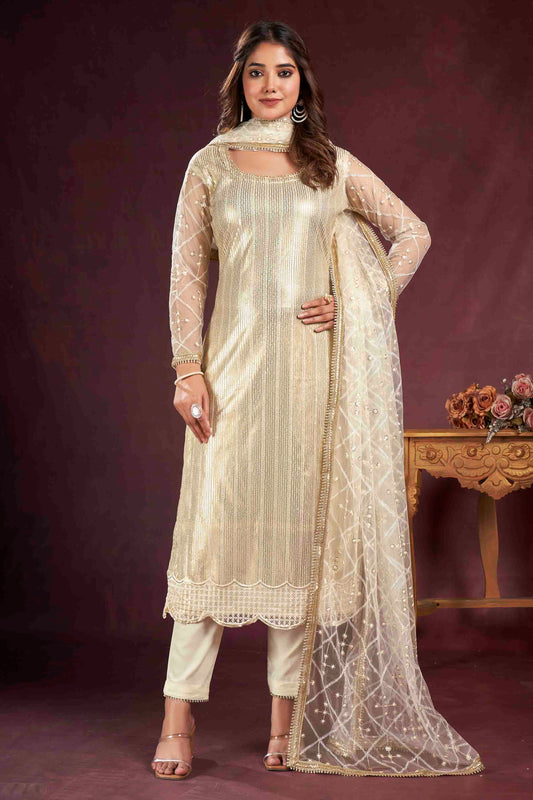 White Georgette Designer Salwar Suit
