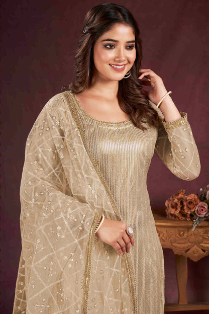 Beige Georgette Designer Salwar Suit