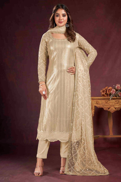 Beige Georgette Designer Salwar Suit