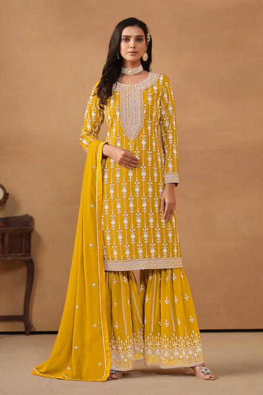 Yellow Designer Wear Salwar Suit
