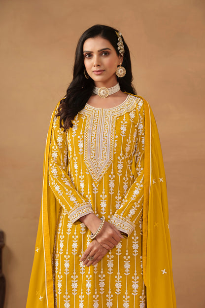 Yellow Designer Wear Salwar Suit