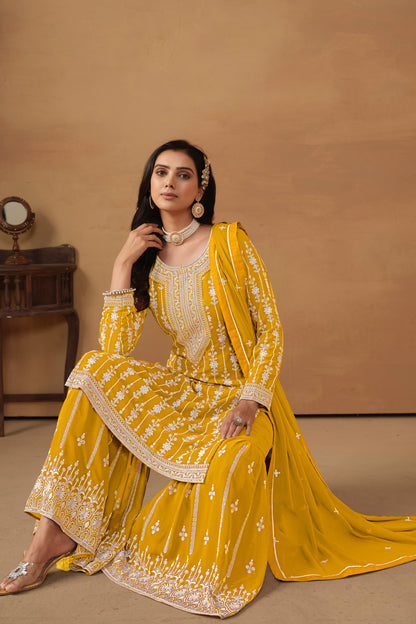 Yellow Designer Wear Salwar Suit