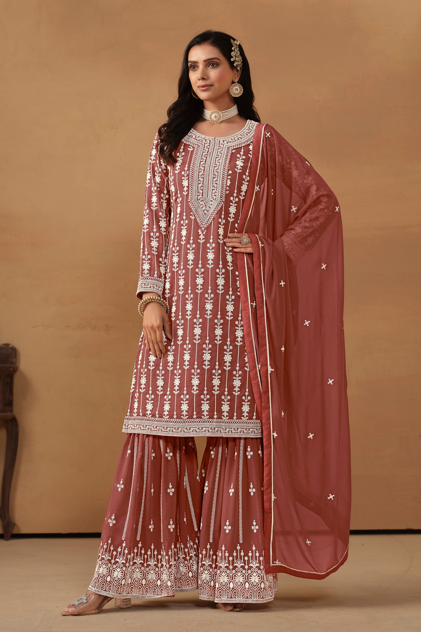 Brown Designer Wear Salwar Suit