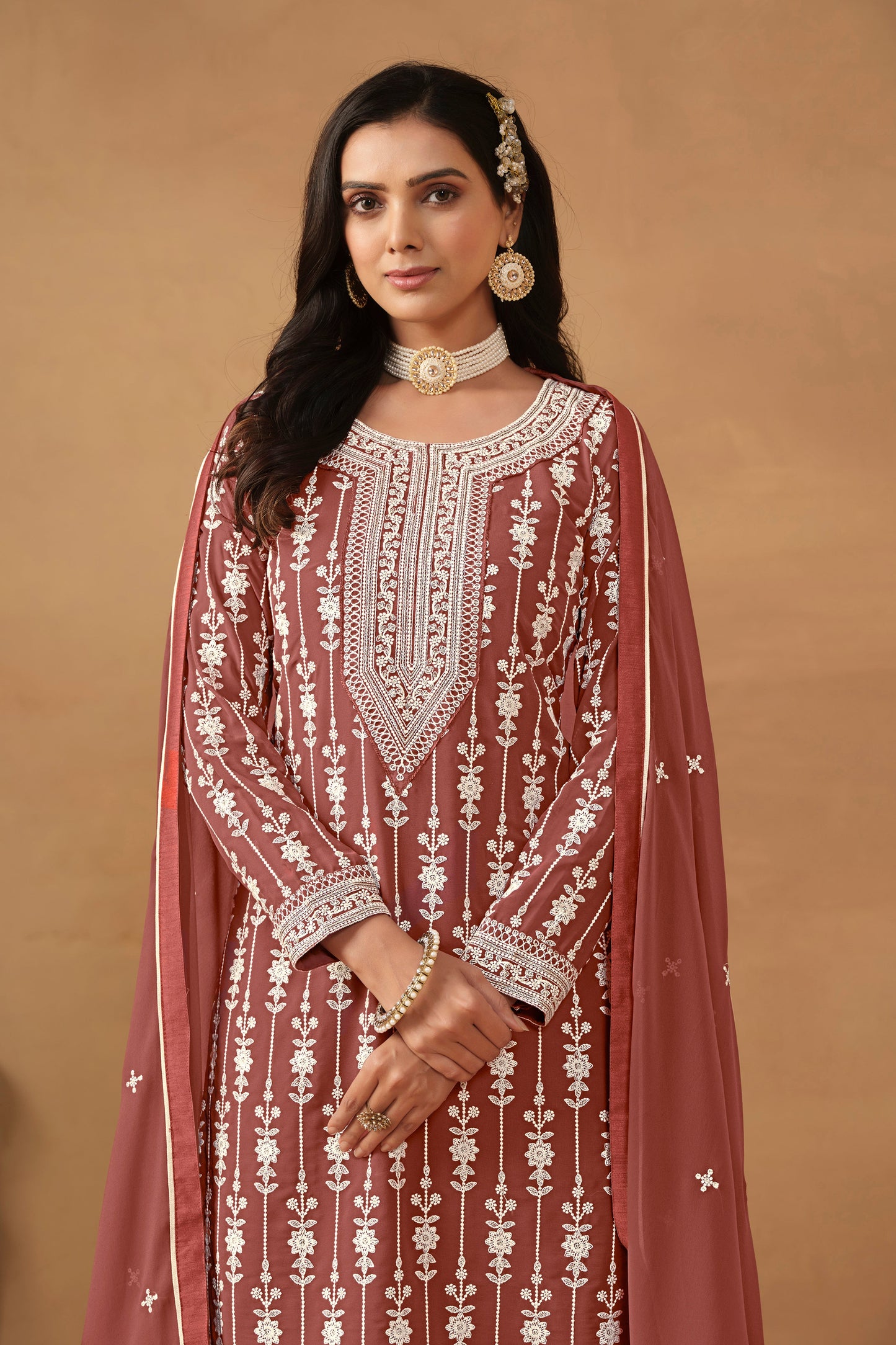 Brown Designer Wear Salwar Suit