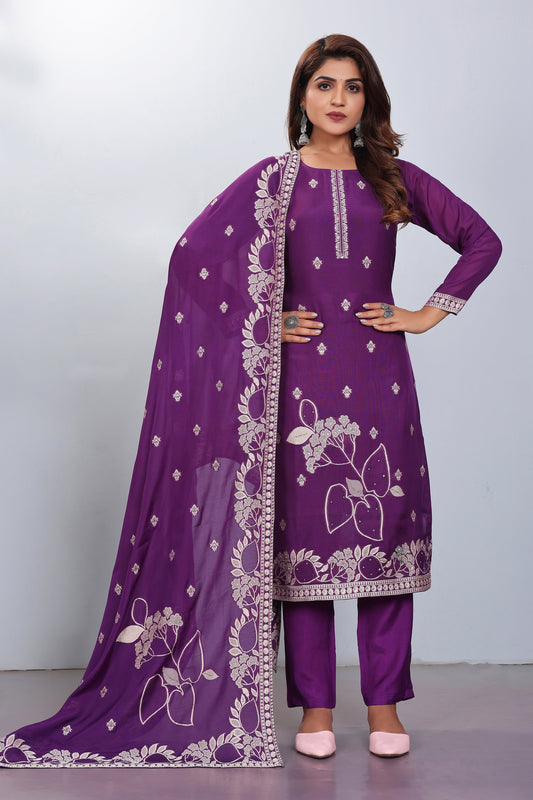 Purple Partywear Salwar Suit