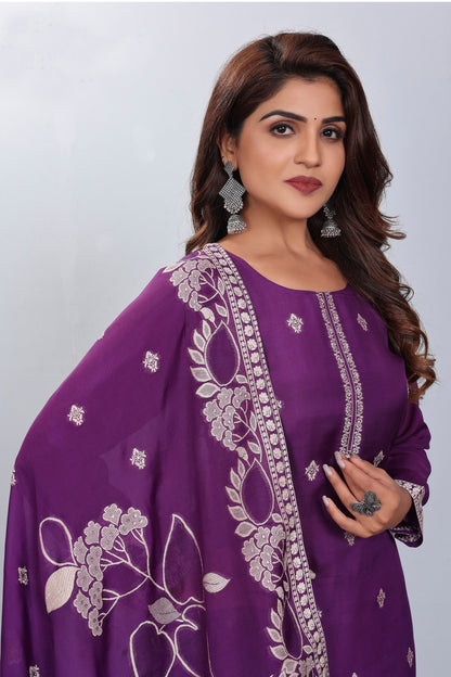 Purple Partywear Salwar Suit