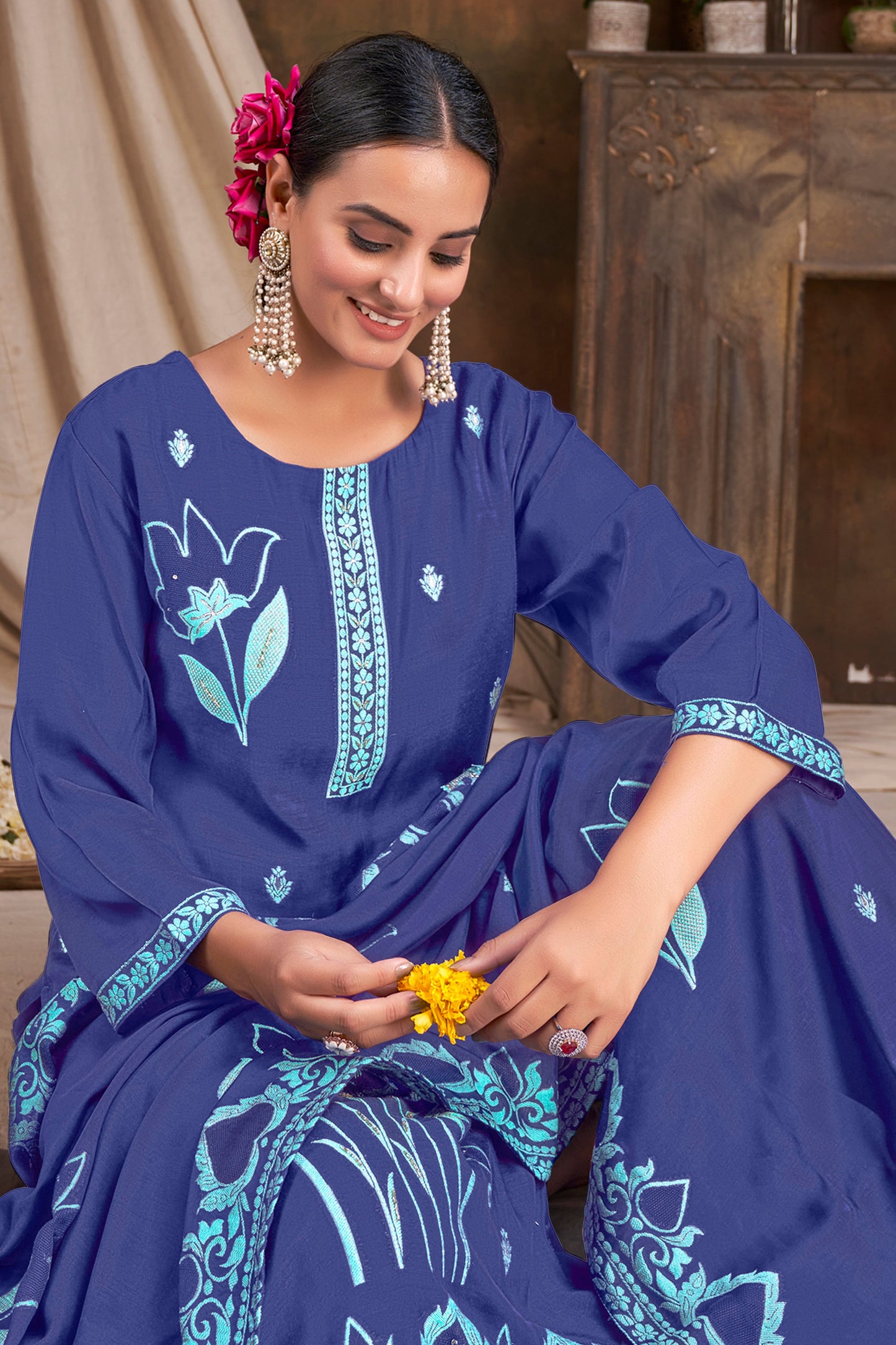 Blue Partywear Salwar Suit