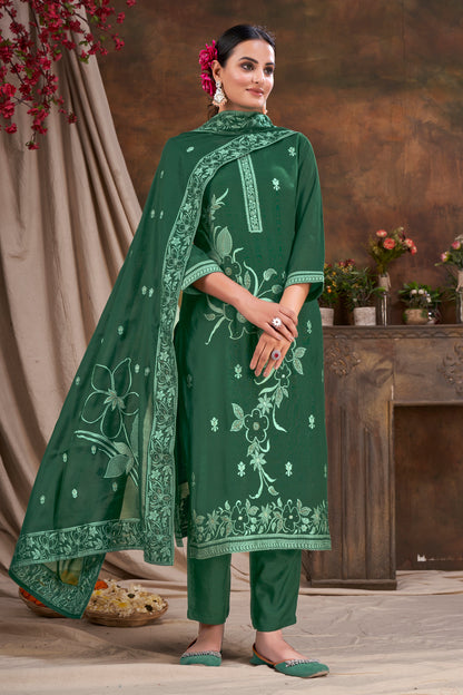 Green Partywear Salwar Suit