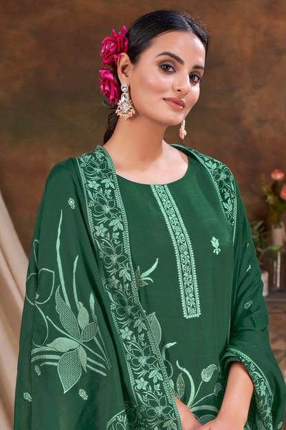 Green Partywear Salwar Suit