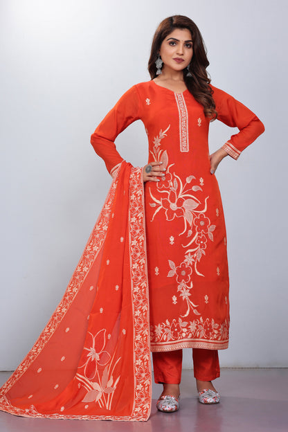 Orange Partywear Salwar Suit