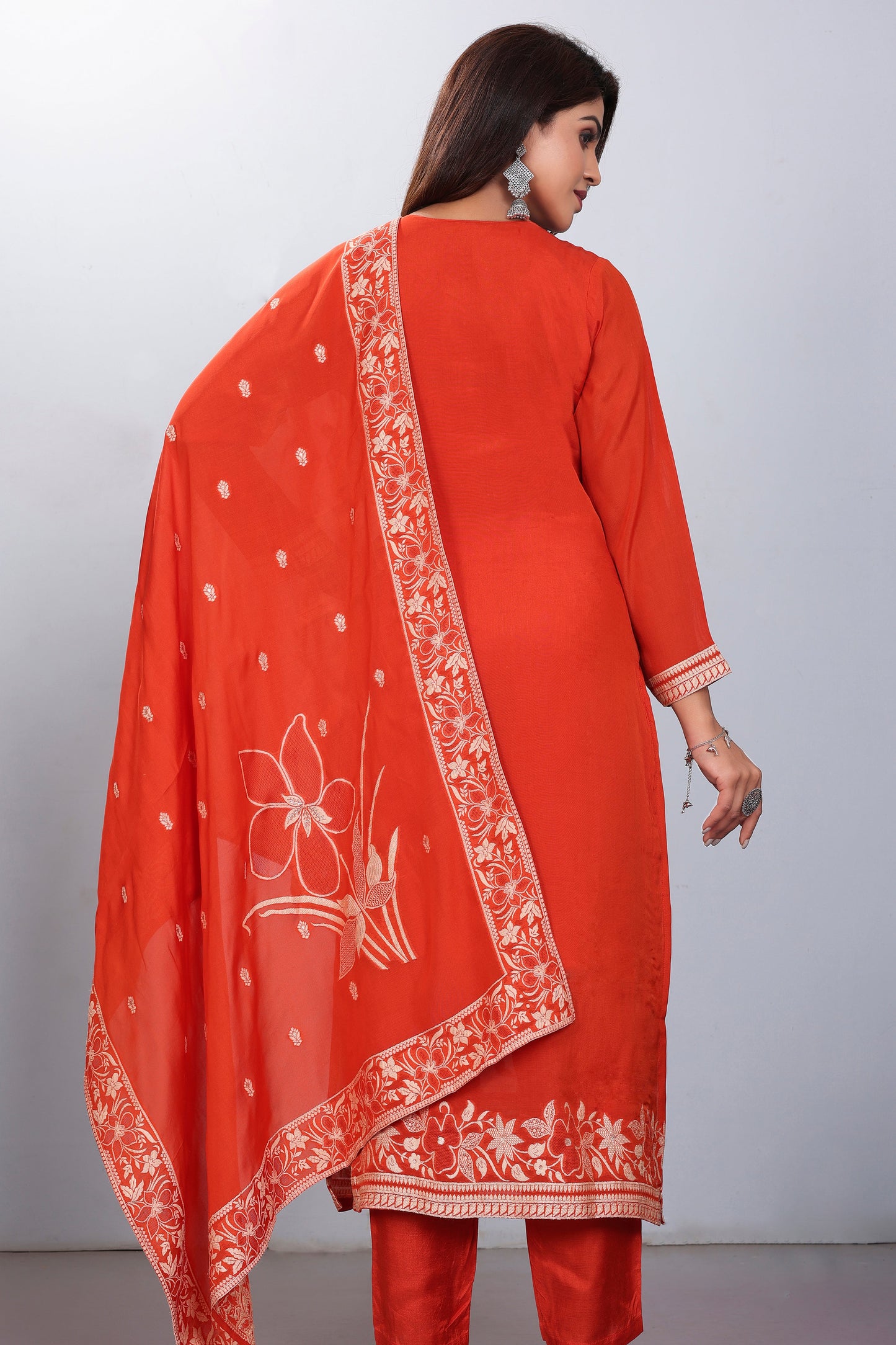 Orange Partywear Salwar Suit