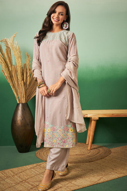 Light Brown Georgette Salwar Kameez