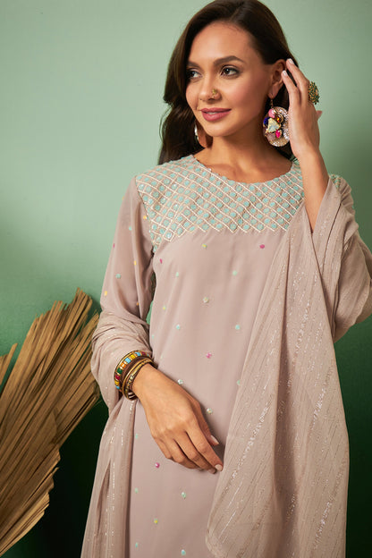 Light Brown Georgette Salwar Kameez