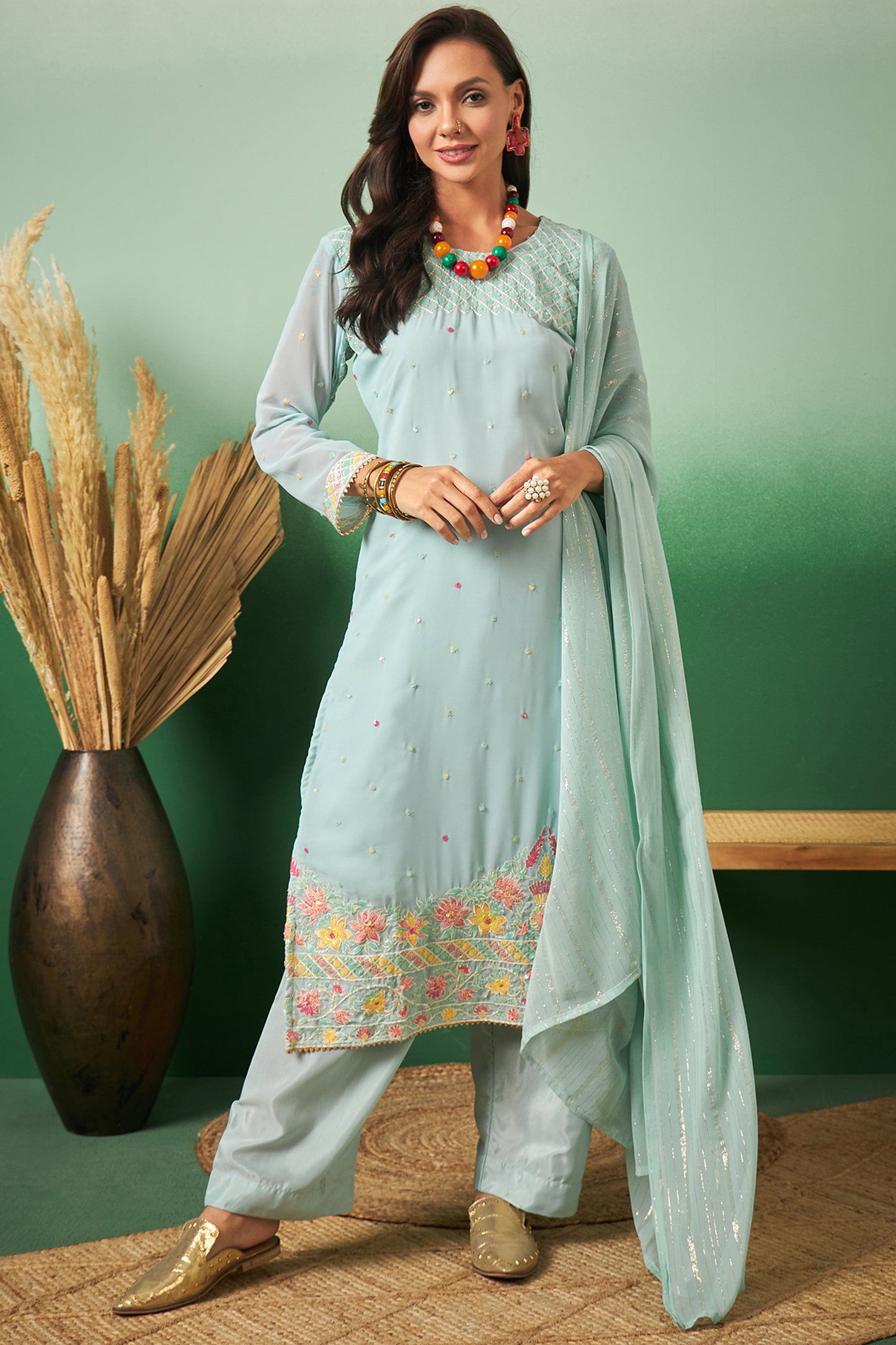 Sky Blue Georgette Salwar Kameez