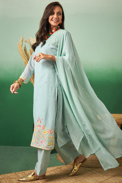 Sky Blue Georgette Salwar Kameez