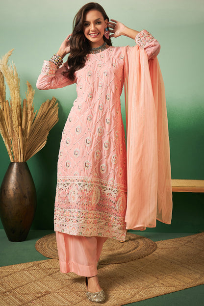 Peach Georgette Salwar Kameez