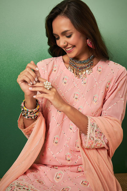 Peach Georgette Salwar Kameez