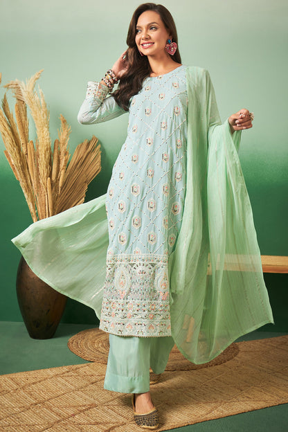 Sea Green Georgette Salwar Kameez