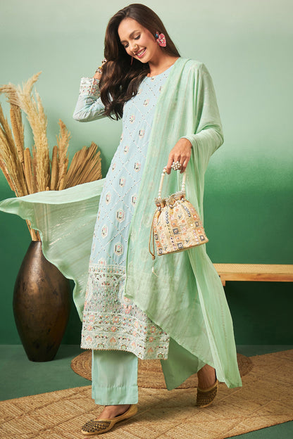 Sea Green Georgette Salwar Kameez