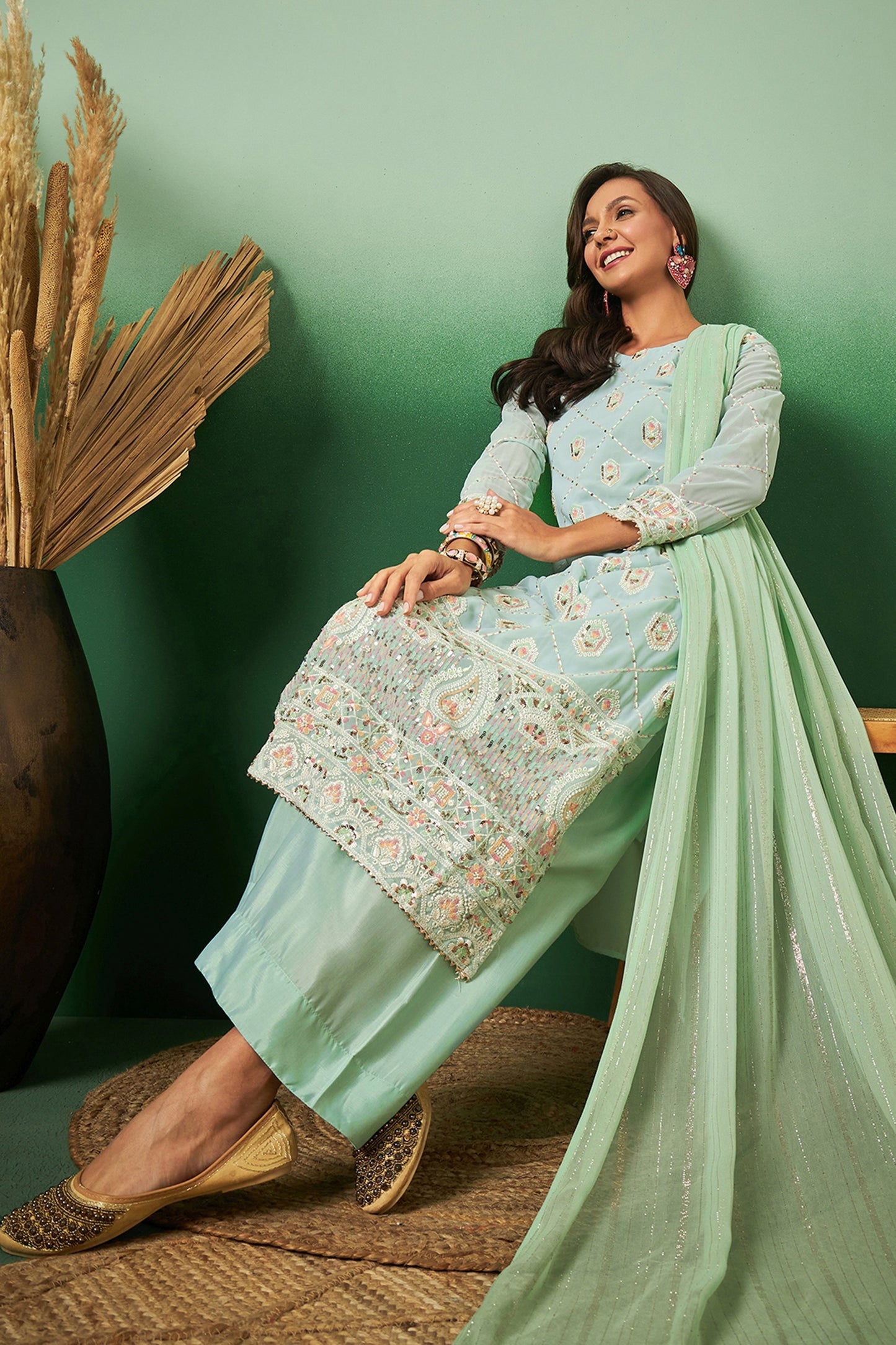 Sea Green Georgette Salwar Kameez