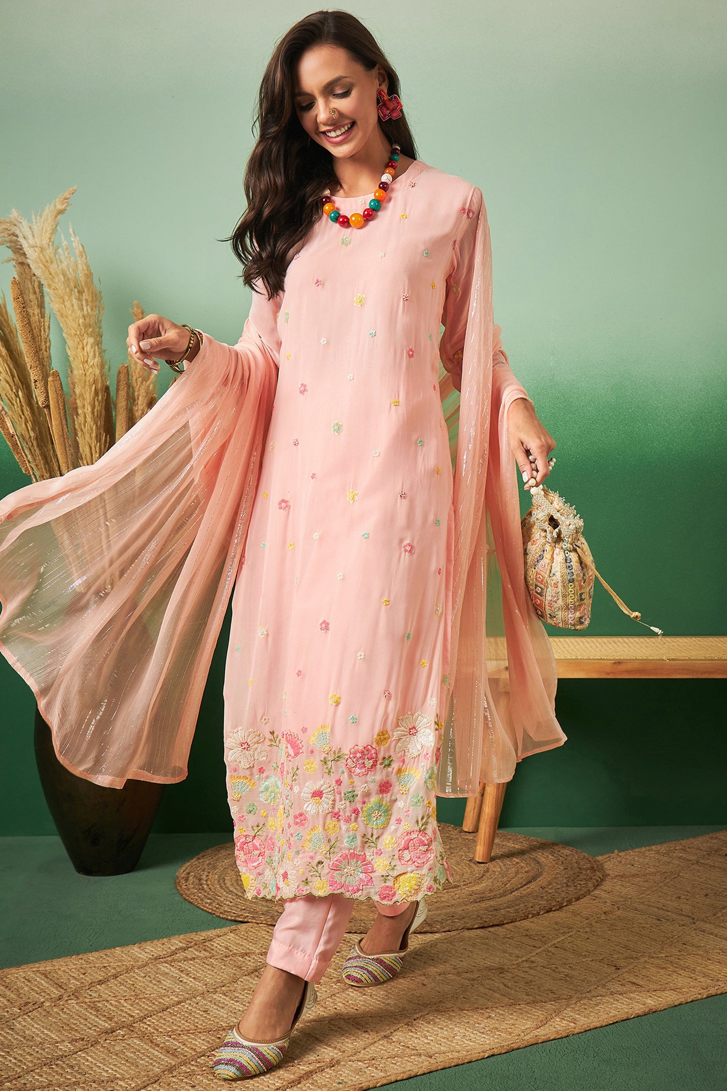 Peach Georgette Salwar Kameez