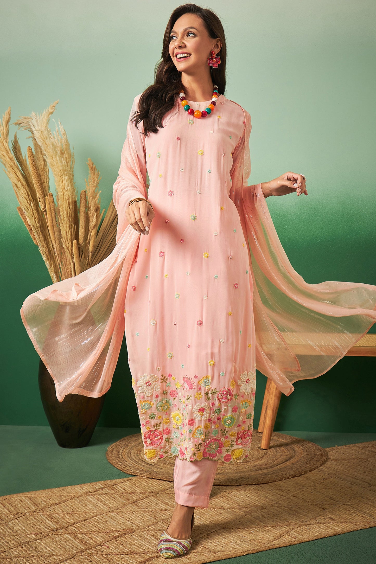 Peach Georgette Salwar Kameez