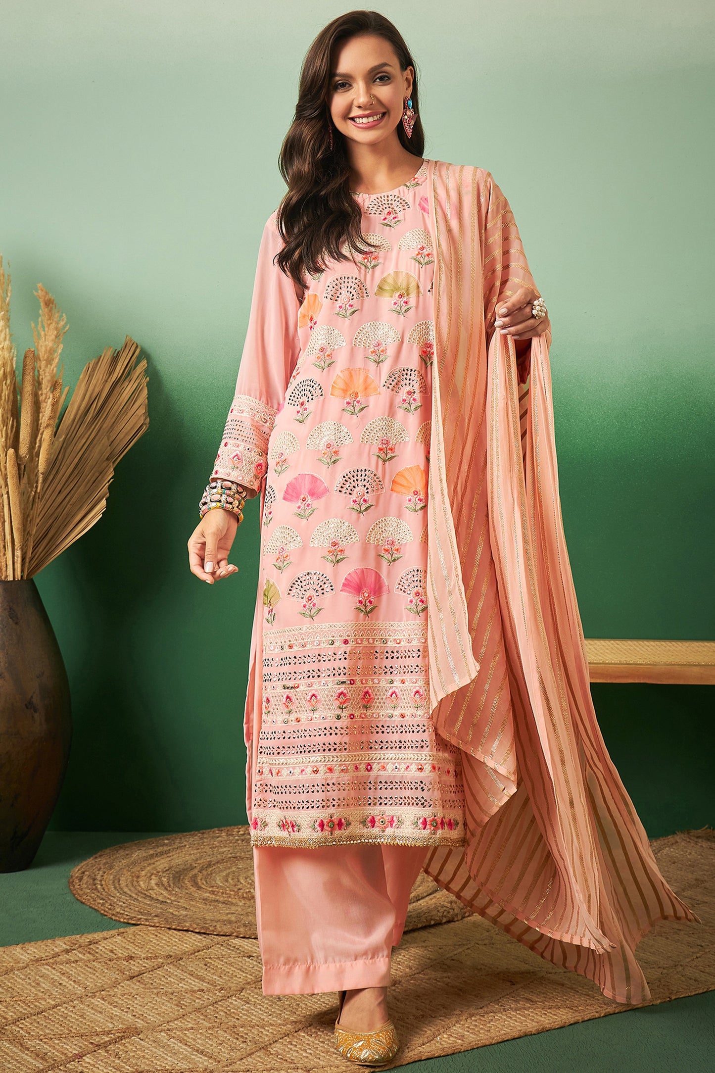 Peach Georgette Salwar Kameez