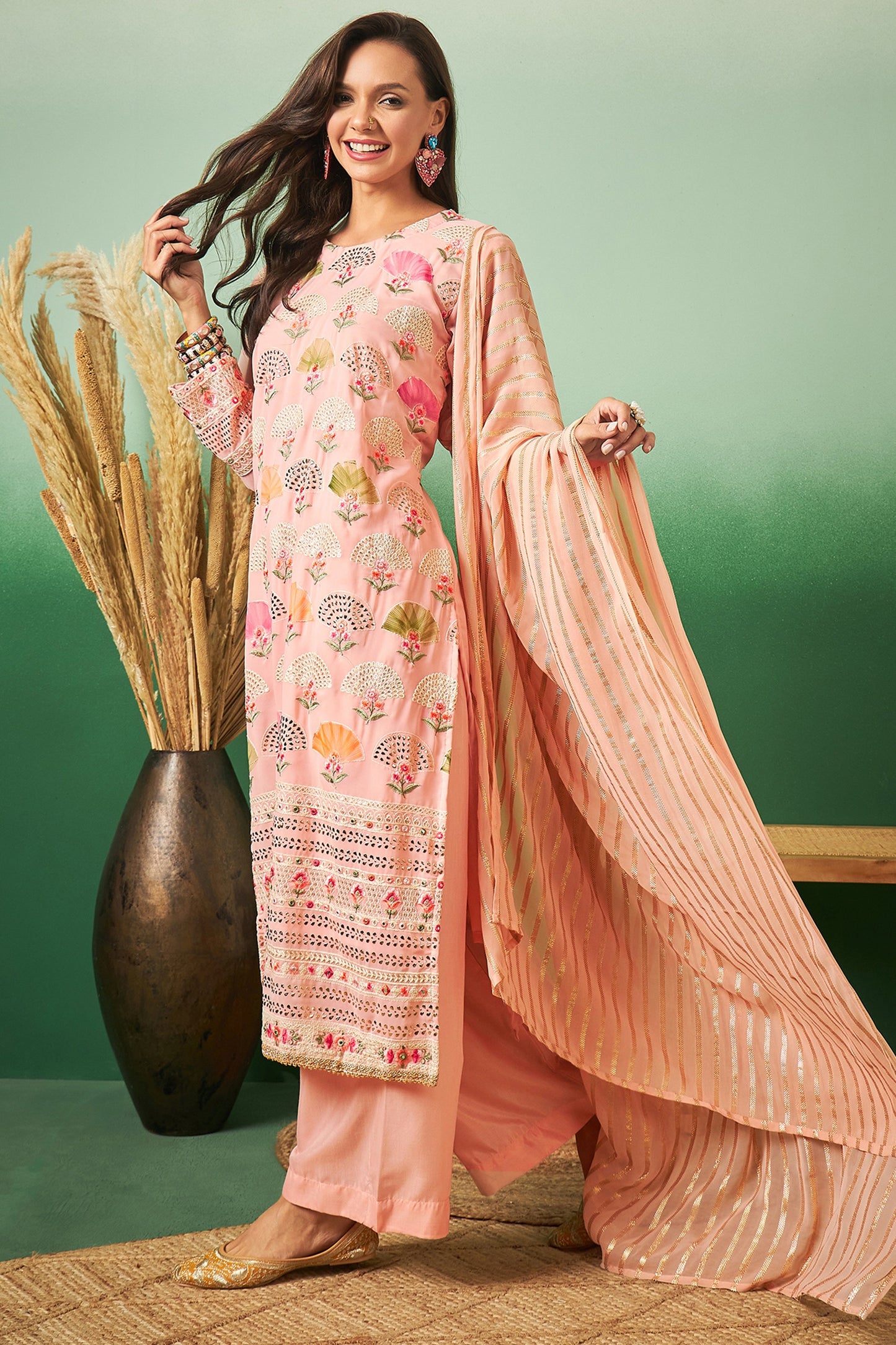 Peach Georgette Salwar Kameez