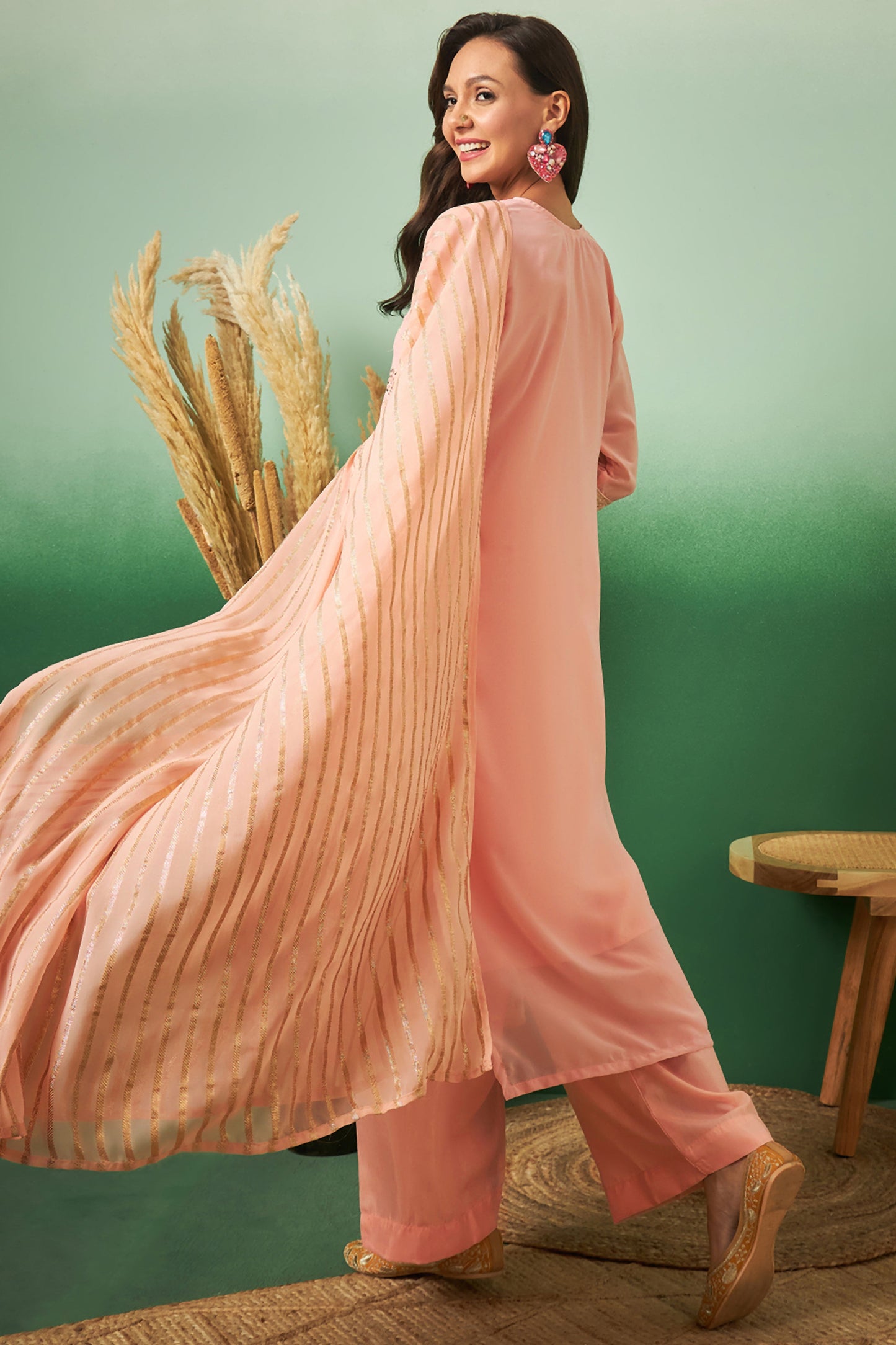 Peach Georgette Salwar Kameez