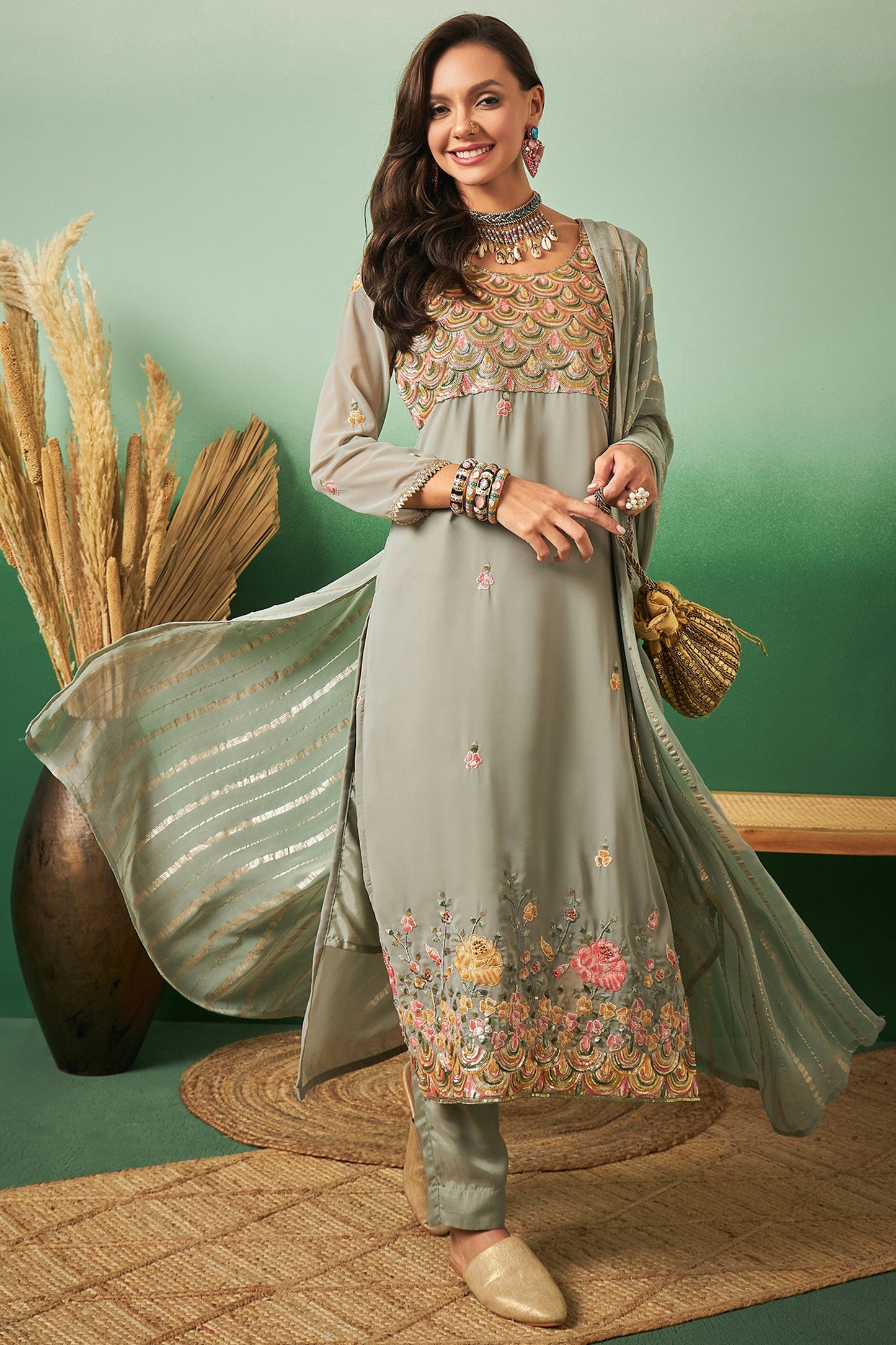 Light Green Georgette Salwar Kameez