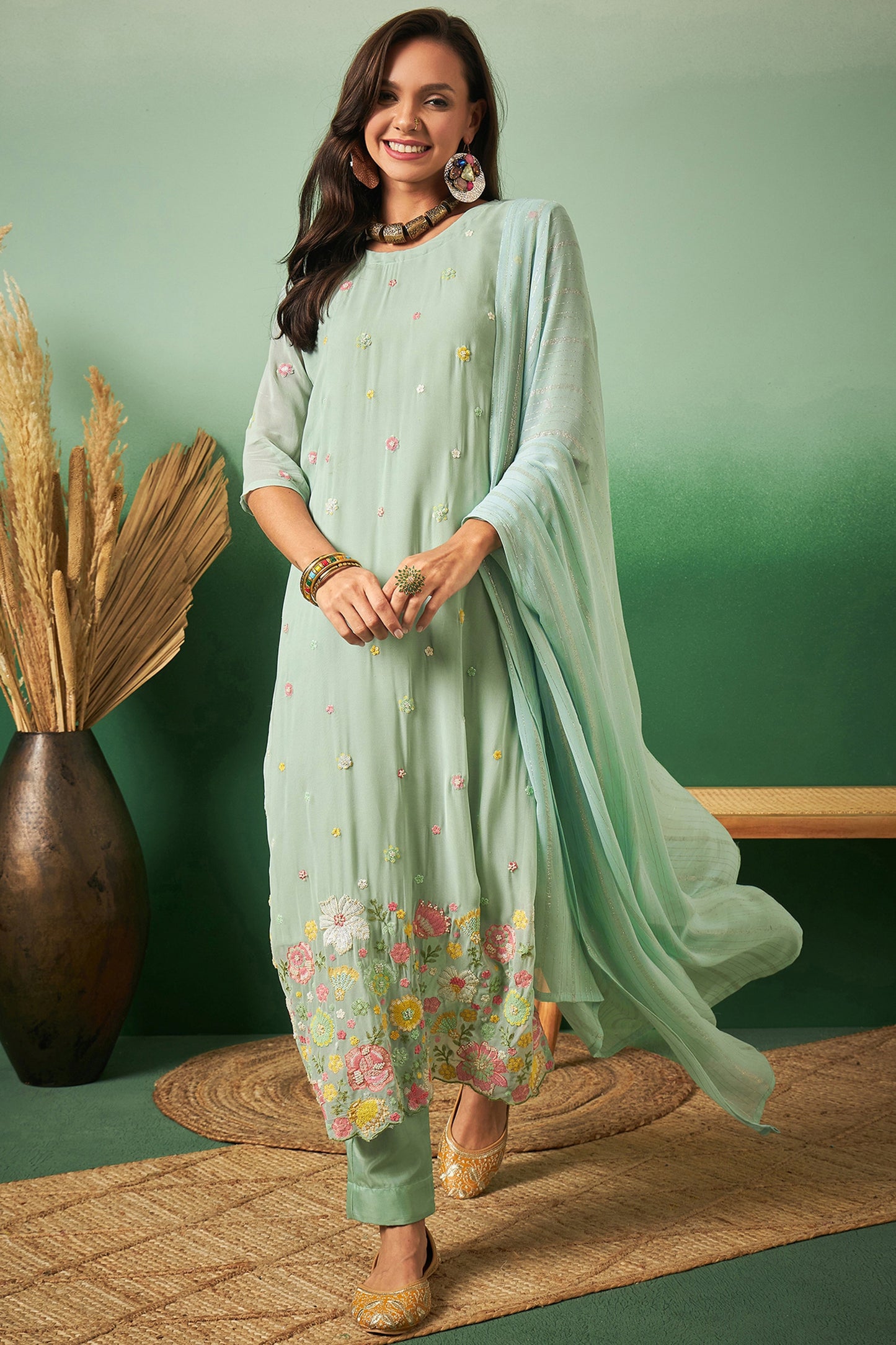 Aqua Blue Georgette Salwar Kameez