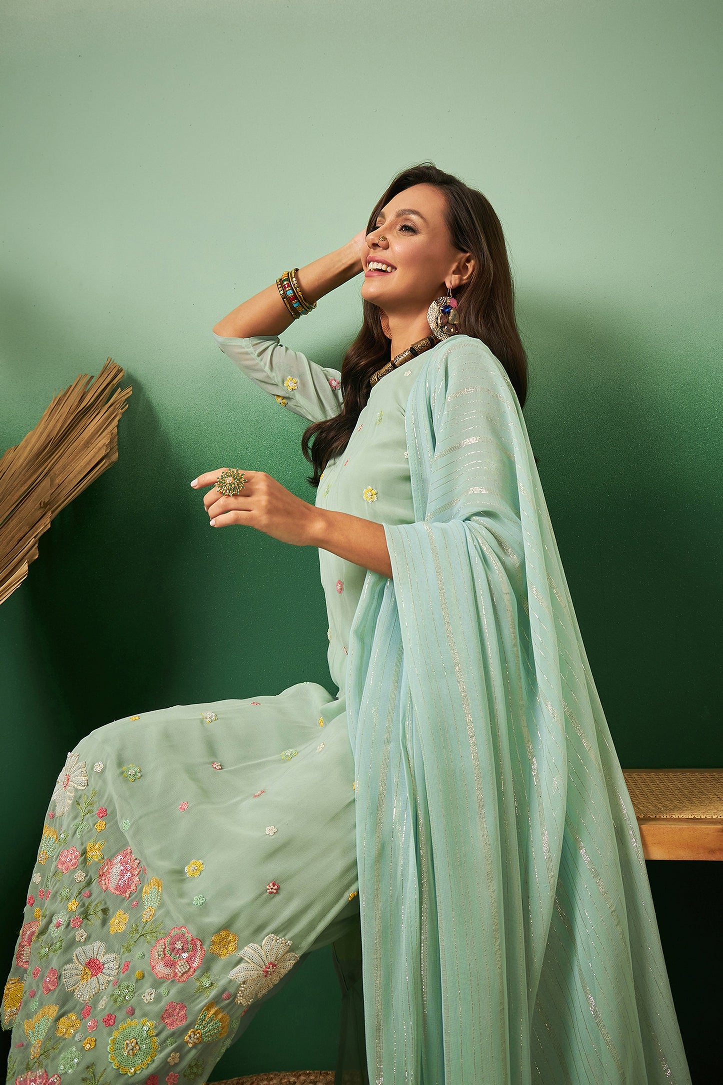 Aqua Blue Georgette Salwar Kameez