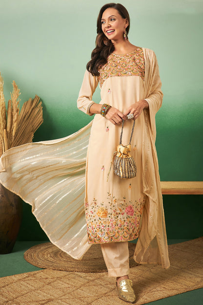 Light Orange Georgette Salwar Kameez