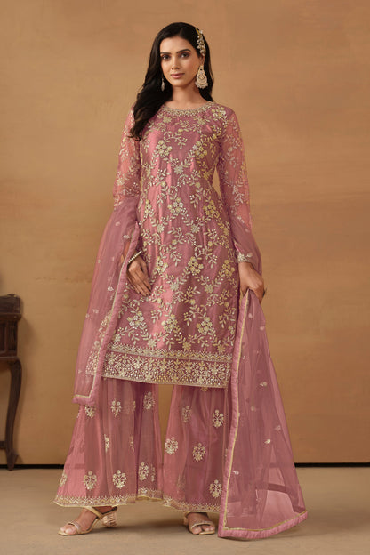 Pink Georgette Sarara Kameez Suit