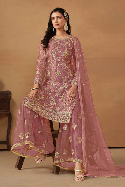 Pink Georgette Sarara Kameez Suit