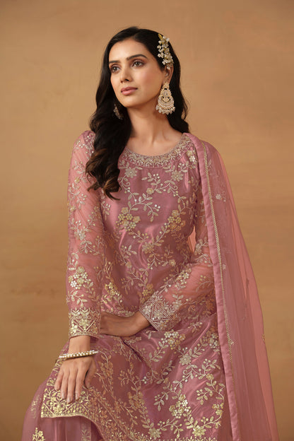 Pink Georgette Sarara Kameez Suit