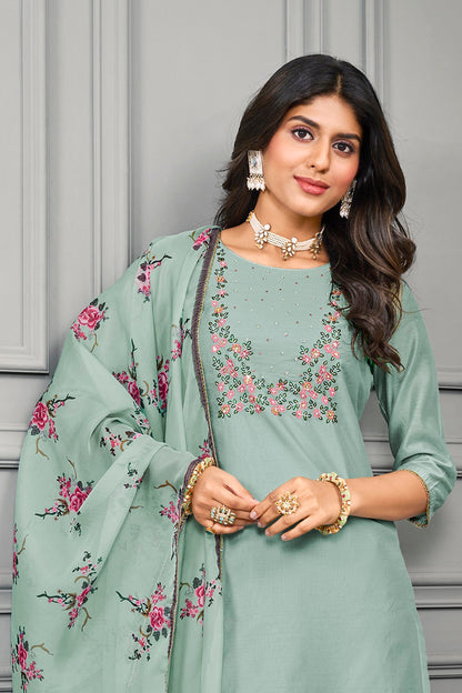 Olive Party Wear Salwar Suit