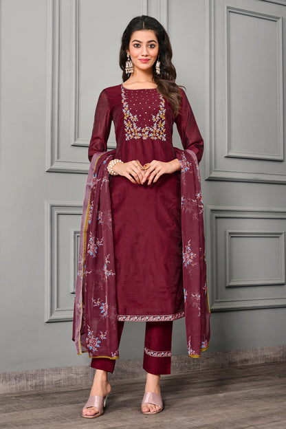 Maroon Party Wear Salwar Suit