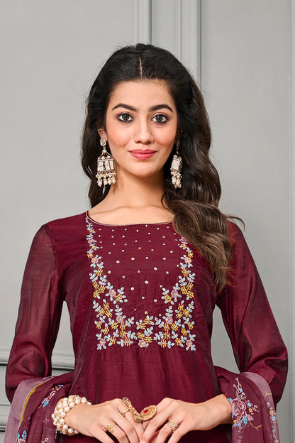 Maroon Party Wear Salwar Suit