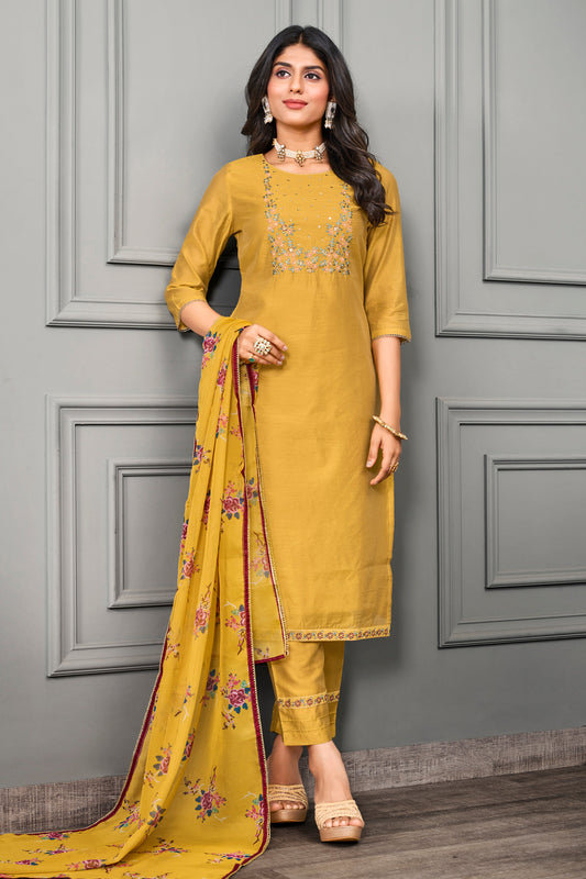 Yellow Party Wear Salwar Suit