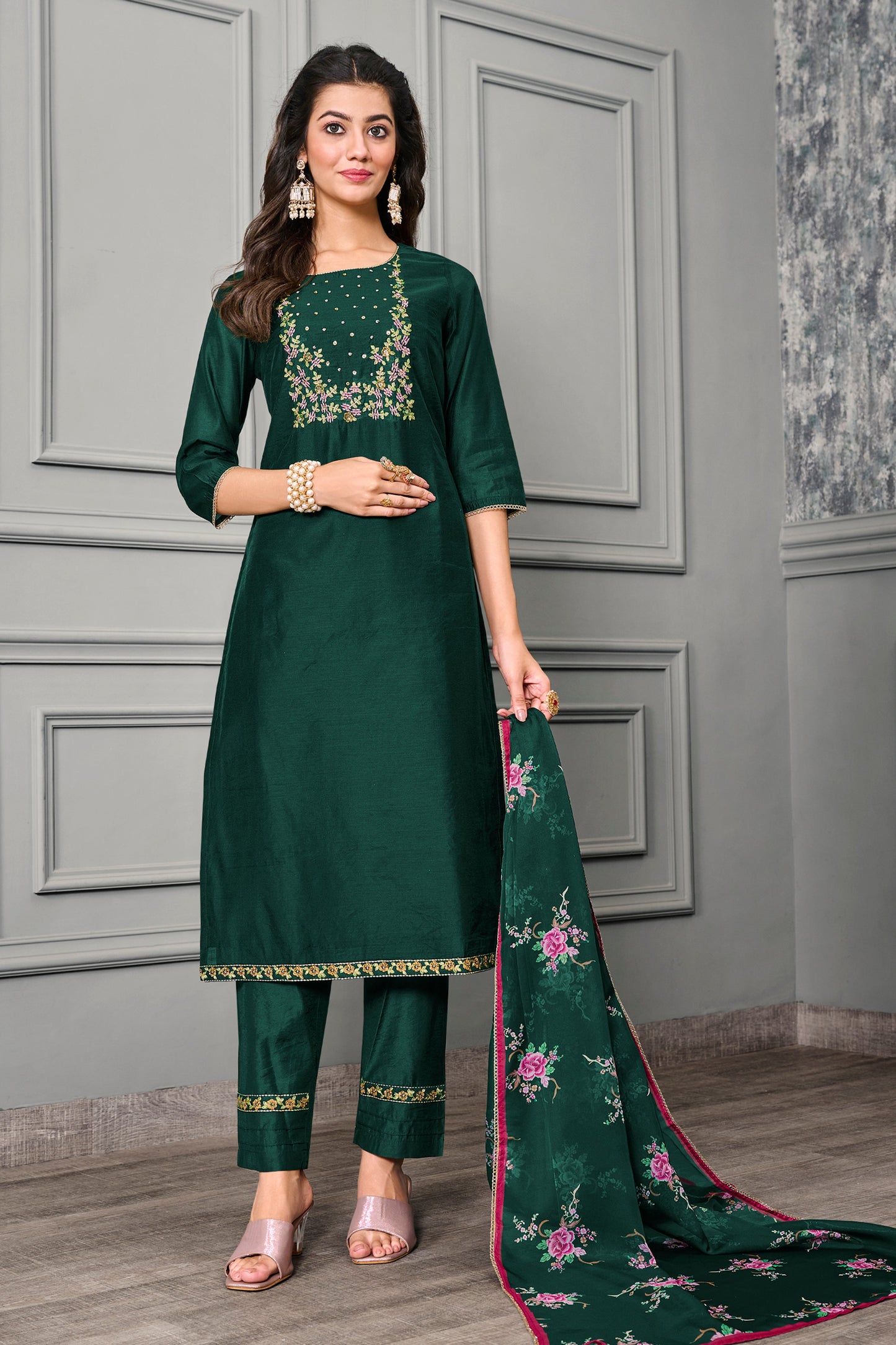 Green Party Wear Salwar Suit